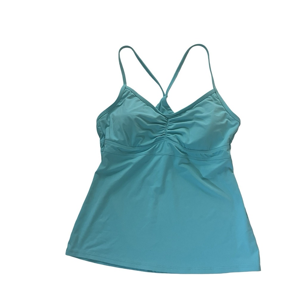 Athleta Size M Athletic Tank Top Light Blue Spaghetti Strap V-Neck Bralette